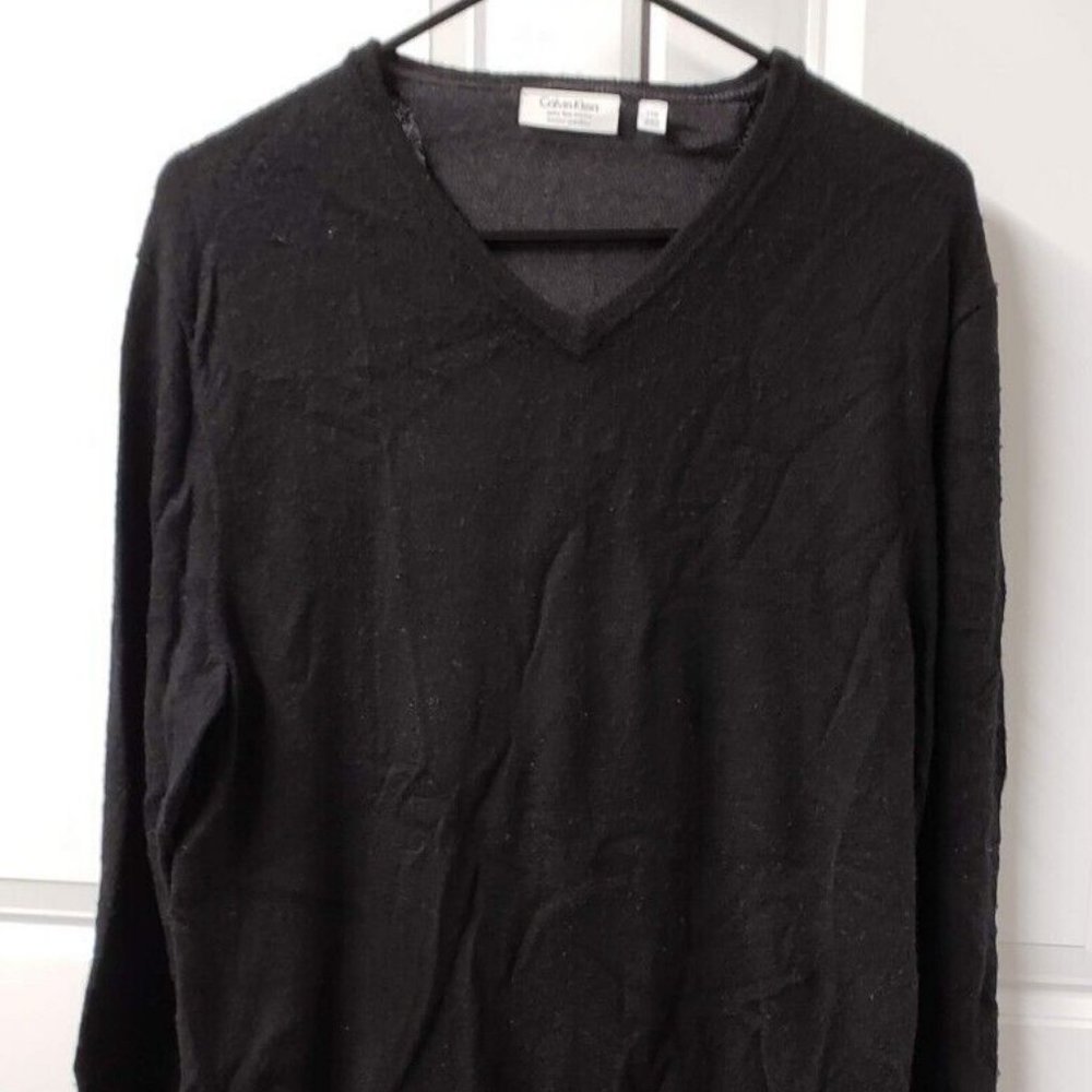 Calvin Klein Men's Sweater Size: Large Pullover Black Merino Wool